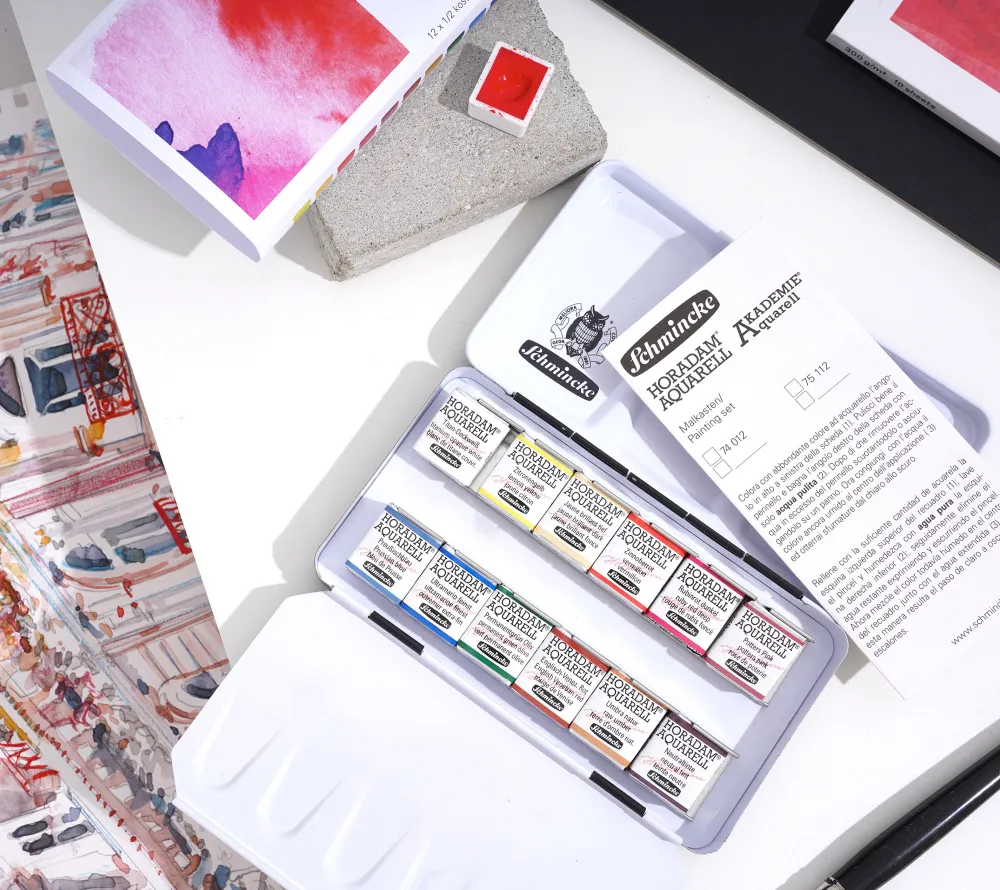 Schmincke Zestaw akwareli w półkostkach Horadam Aquarell - x PaperConcept - 12 szt.