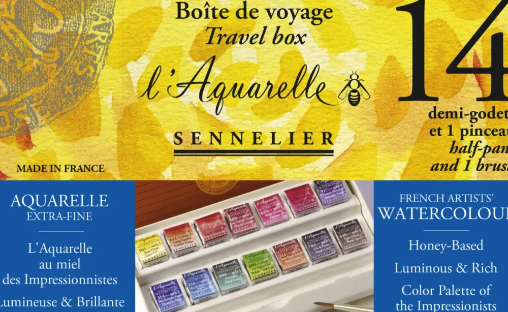 Sennelier Zestaw akwareli w półkostkach l'Aquarelle Travel Box - - 14 szt. > Farby Akwarelowe