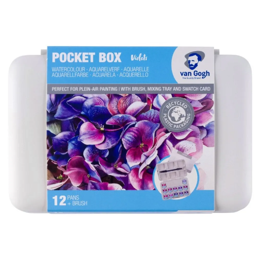 Van Gogh Zestaw akwareli w półkostkach Pocket Box Pinks & Violets - - 12 kolorów
