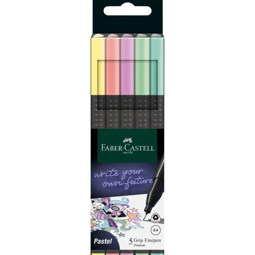 Faber-Castell Zestaw cienkopisów Grip Finepen - - 5 kolorów > Cienkopisy