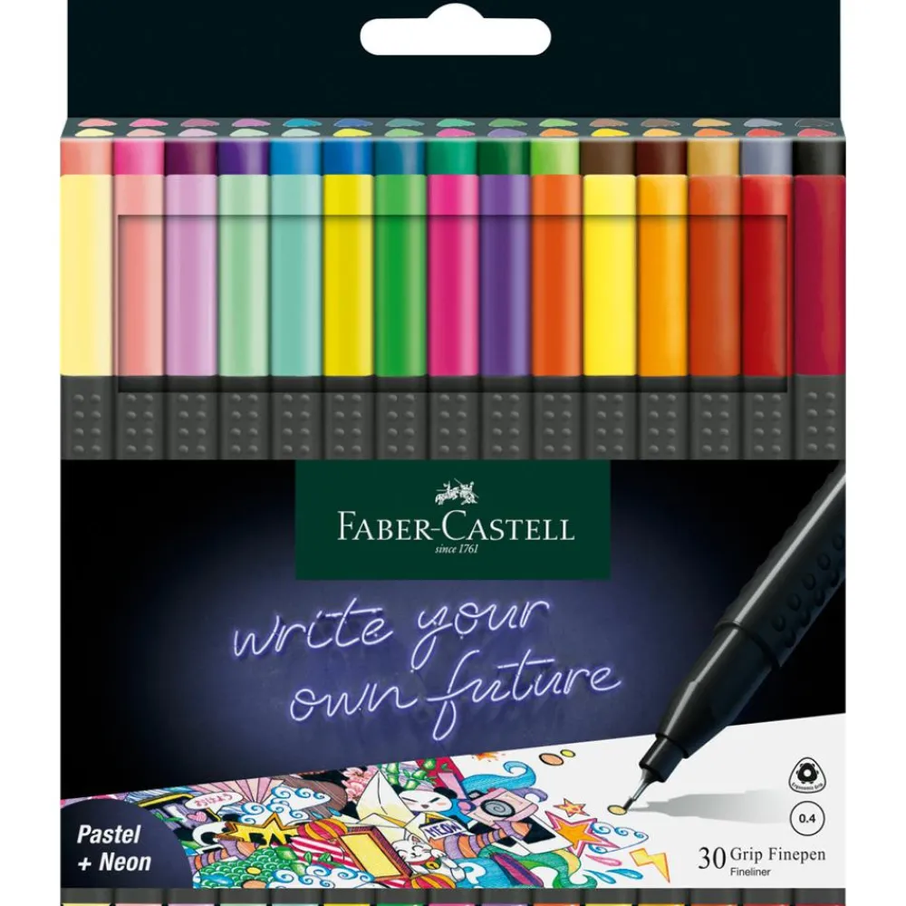 Faber-Castell Zestaw cienkopisów Grip Finepen - - 30 kolorów