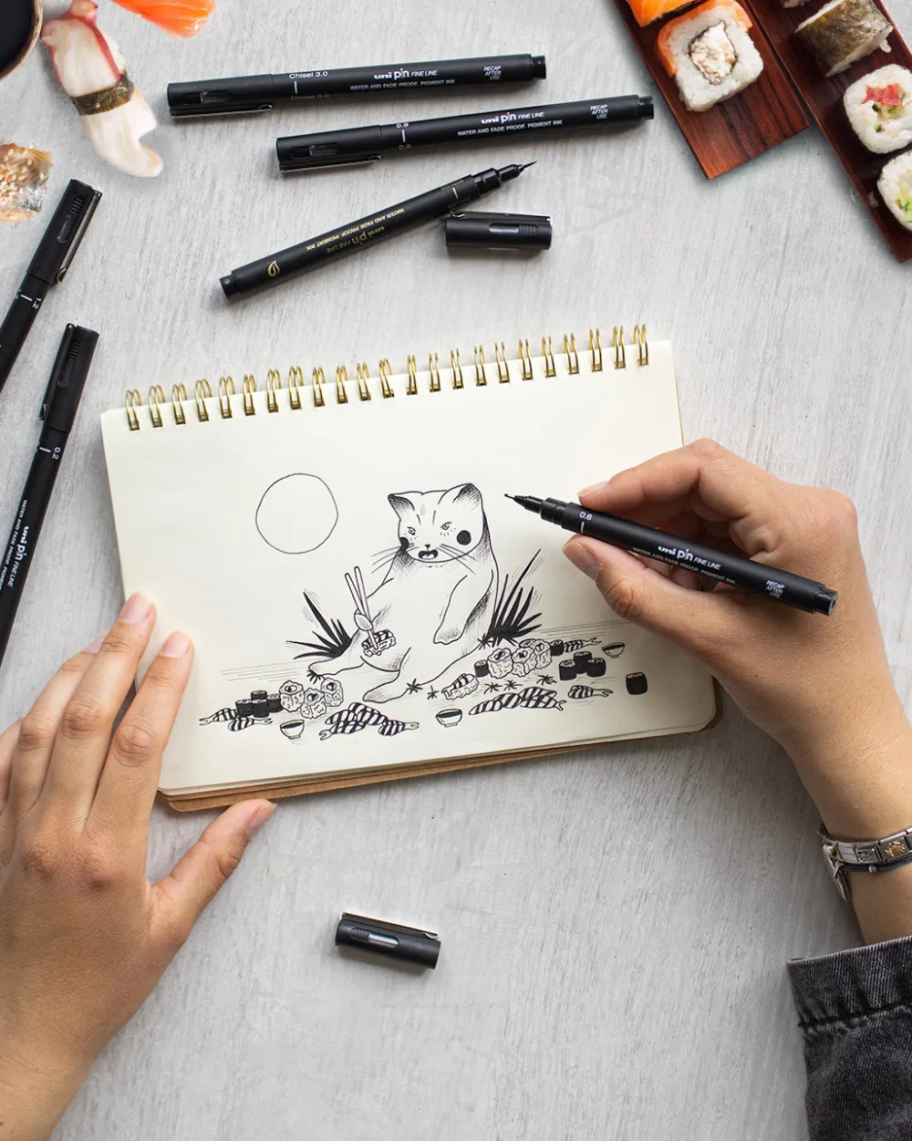 Uni Zestaw cienkopisów kreślarskich Pin 200 Sketching - - 5 szt. > Cienkopisy