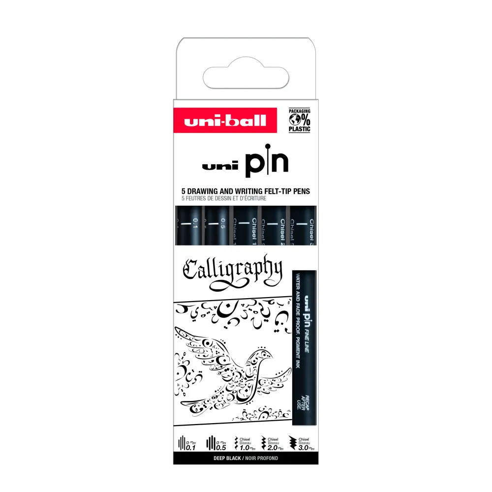 Uni Zestaw cienkopisów kreślarskich Pin 200 Calligraphy - - 5 szt.