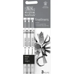 Winsor & Newton Zestaw cienkopisów kreślarskich - - Big, Black, 3 szt.