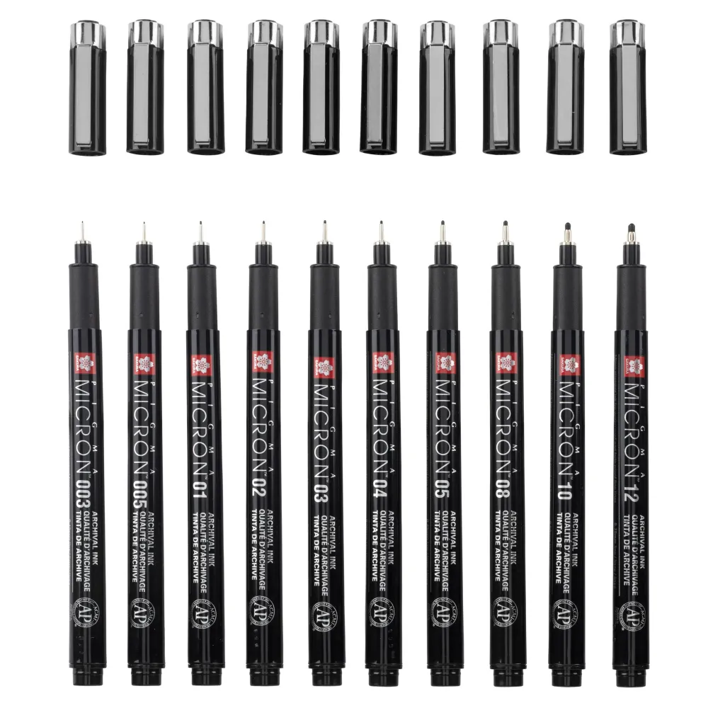 Sakura Zestaw cienkopisów Pigma Micron Black z etui - - 10 szt. > Markery, Brushpeny I Pisaki