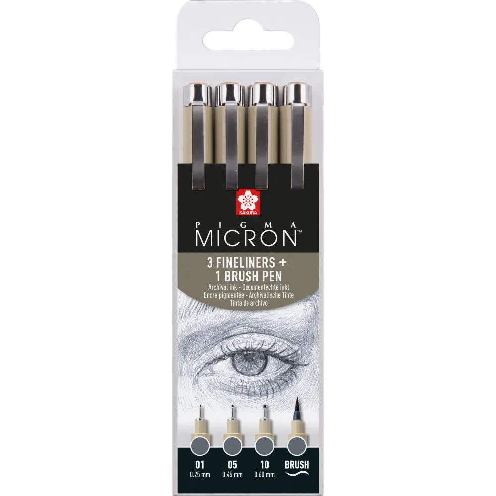 Sakura Zestaw cienkopisów Pigma Micron - - Light Cool Gray, 4 szt. > Markery, Brushpeny I Pisaki