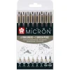 Sakura Zestaw cienkopisów Pigma Micron - - szare, 8 szt.