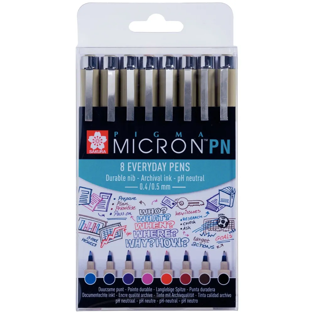 Sakura Zestaw cienkopisów Pigma Micron PN - - 0,5 mm, 8 szt. > Markery, Brushpeny I Pisaki