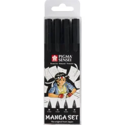 Sakura Zestaw cienkopisów Pigma Sensei Manga - - czarne, 4 szt. > Markery, Brushpeny I Pisaki