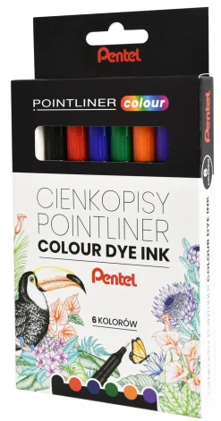 Pentel Zestaw cienkopisów Pointliner Colour 0,4 mm - - 6 szt. ><noscript><img width=