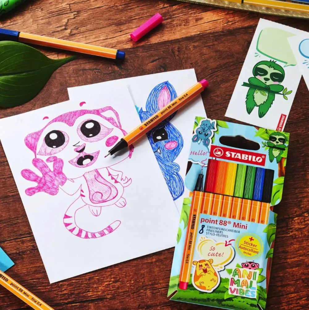 Stabilo Zestaw cienkopisów Point 88 Mini Animal Vibes - - 8 szt. > Markery, Brushpeny I Pisaki