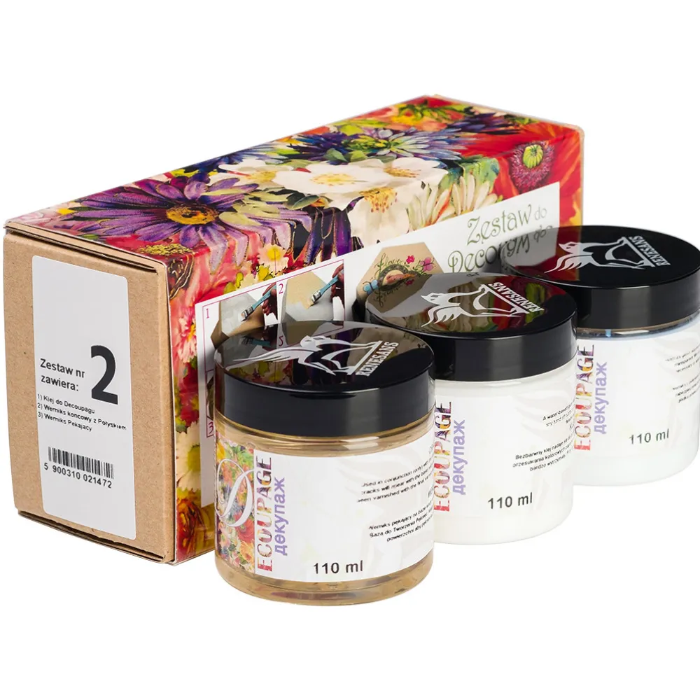 Renesans Zestaw do decoupage pękający - - 3 x 110 ml