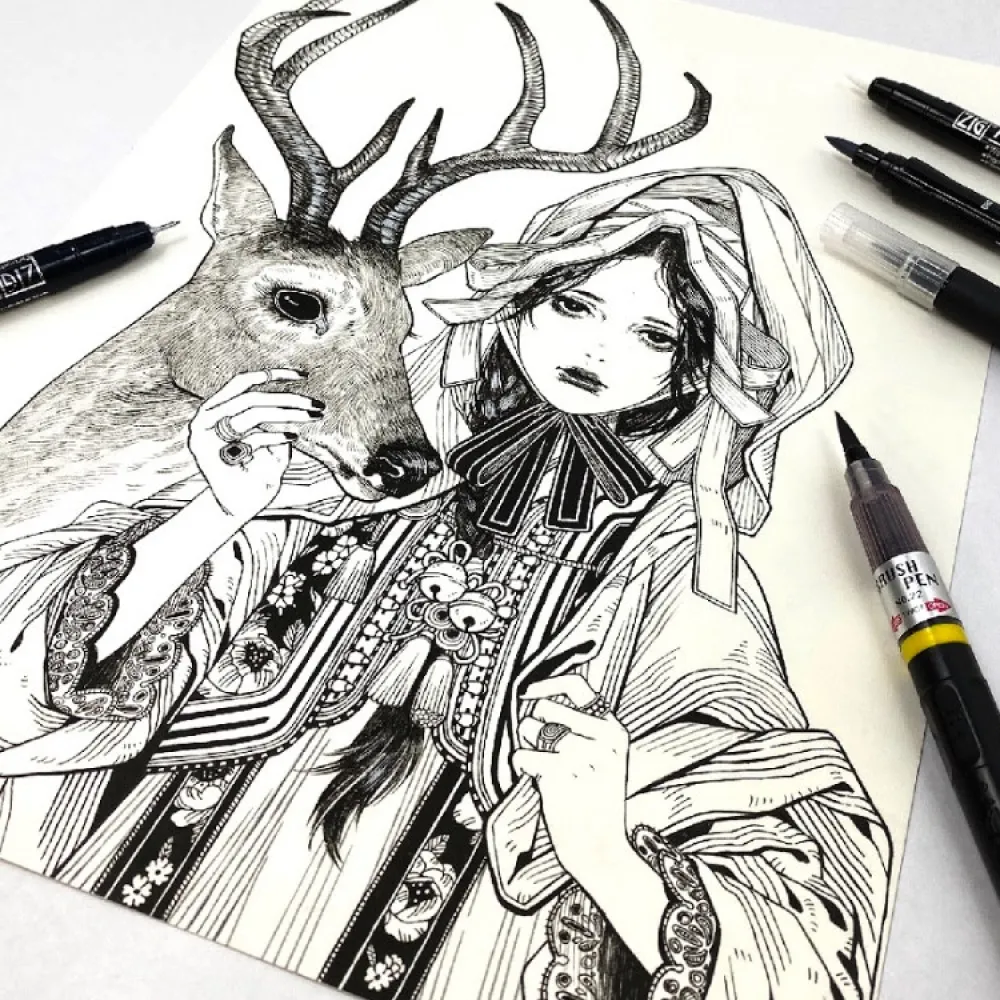 Kuretake Zestaw do ilustracji Illustration Basic Set 2 Inktober 2025 - - 5 szt.