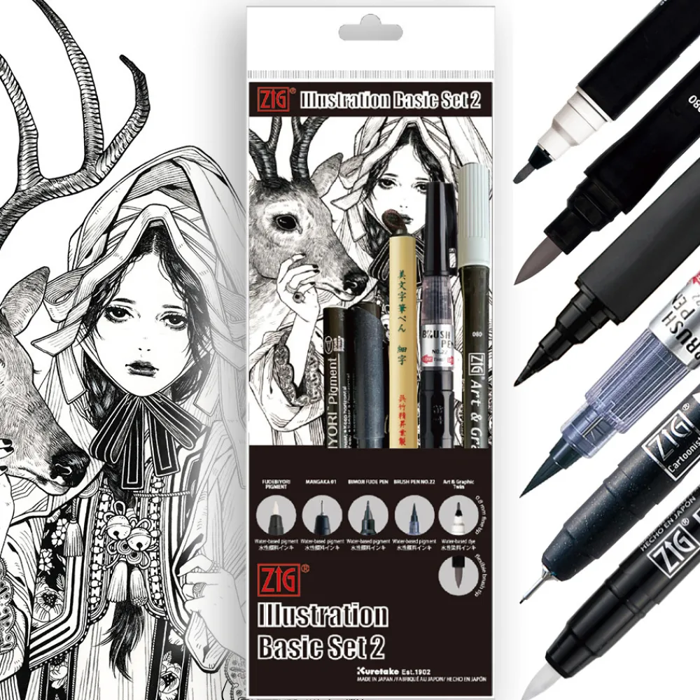 Kuretake Zestaw do ilustracji Illustration Basic Set 2 Inktober 2025 - - 5 szt.