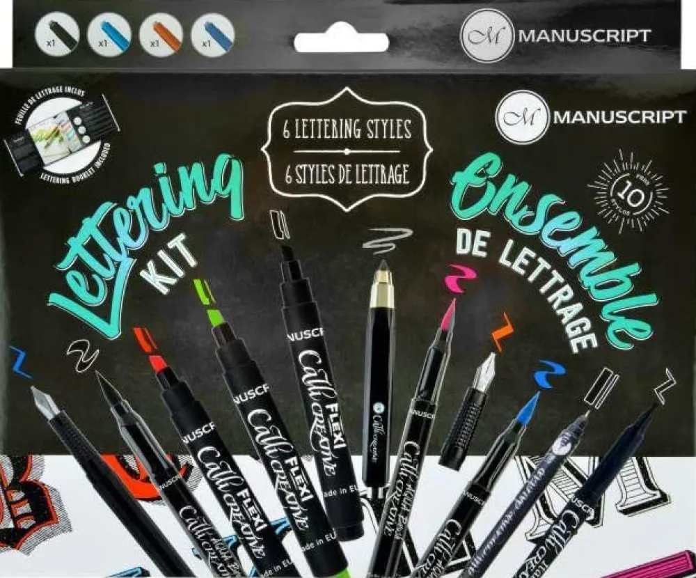 Manuscript Zestaw do kaligrafii i letteringu z książką - - Lettering Kit