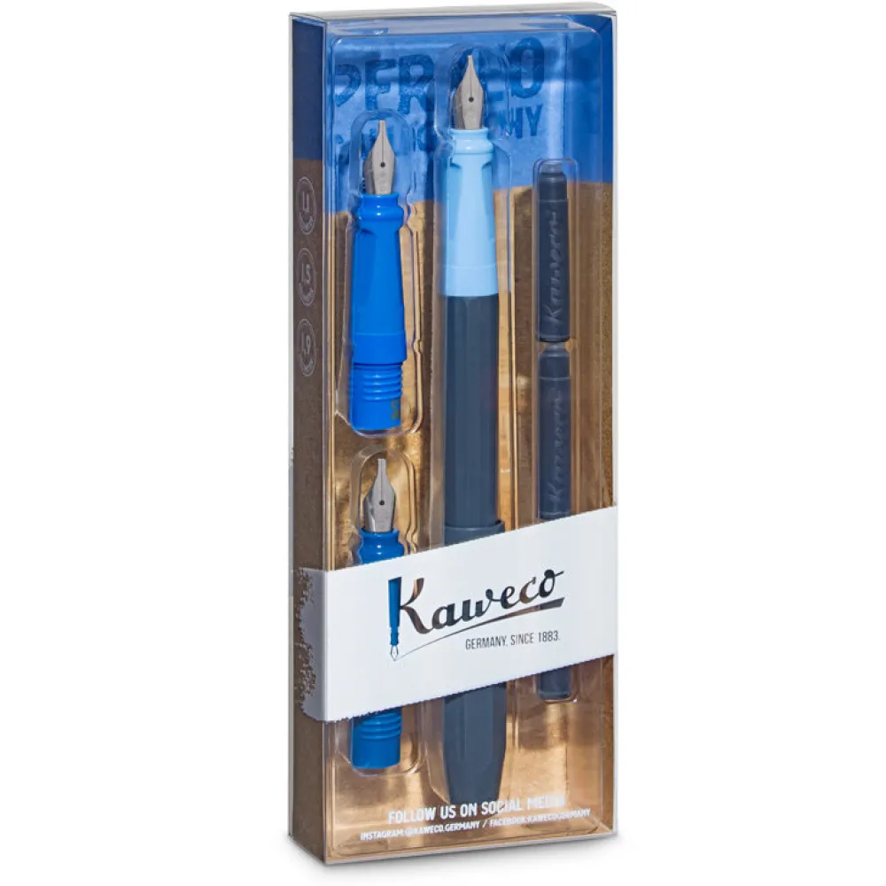 Kaweco Zestaw do kaligrafii Perkeo - - niebieski, 6 szt.