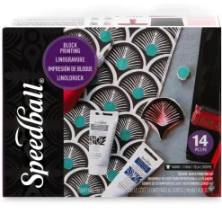 Speedball Zestaw do linorytu Fabric Block Printing Deluxe Kit - - 14 szt. ><noscript><img width=