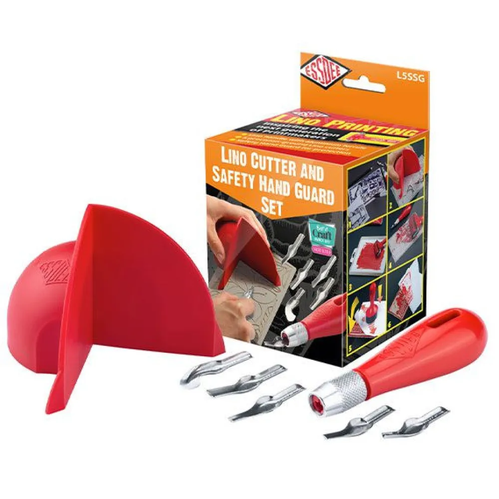 Essdee Zestaw do linorytu Lino Cutter and Safety Hand Guard Set - - 7 szt.