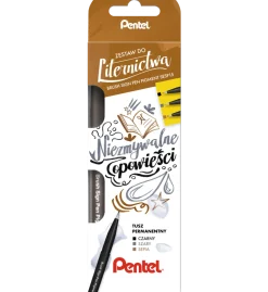 Pentel Zestaw do liternictwa Brush Sign - - Niezmywalne opowieści, 3 szt. > Pisaki Kaligraficzne