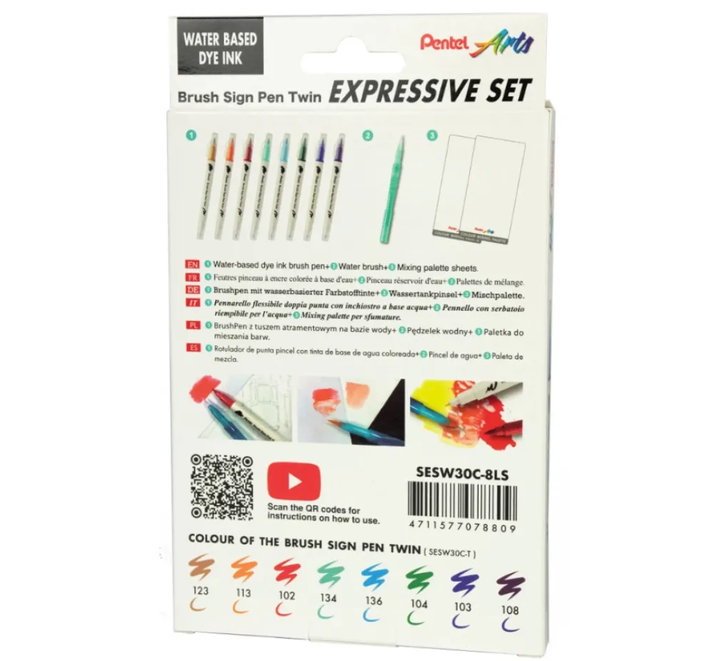Pentel Zestaw do malowania Brush Sign Pen Twin Landscape - - 8 szt. > Pisaki Kaligraficzne