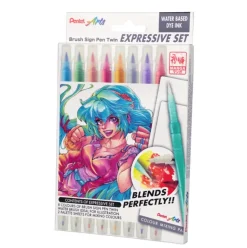 Pentel Zestaw do malowania Brush Sign Pen Twin Manga - - 8 szt.