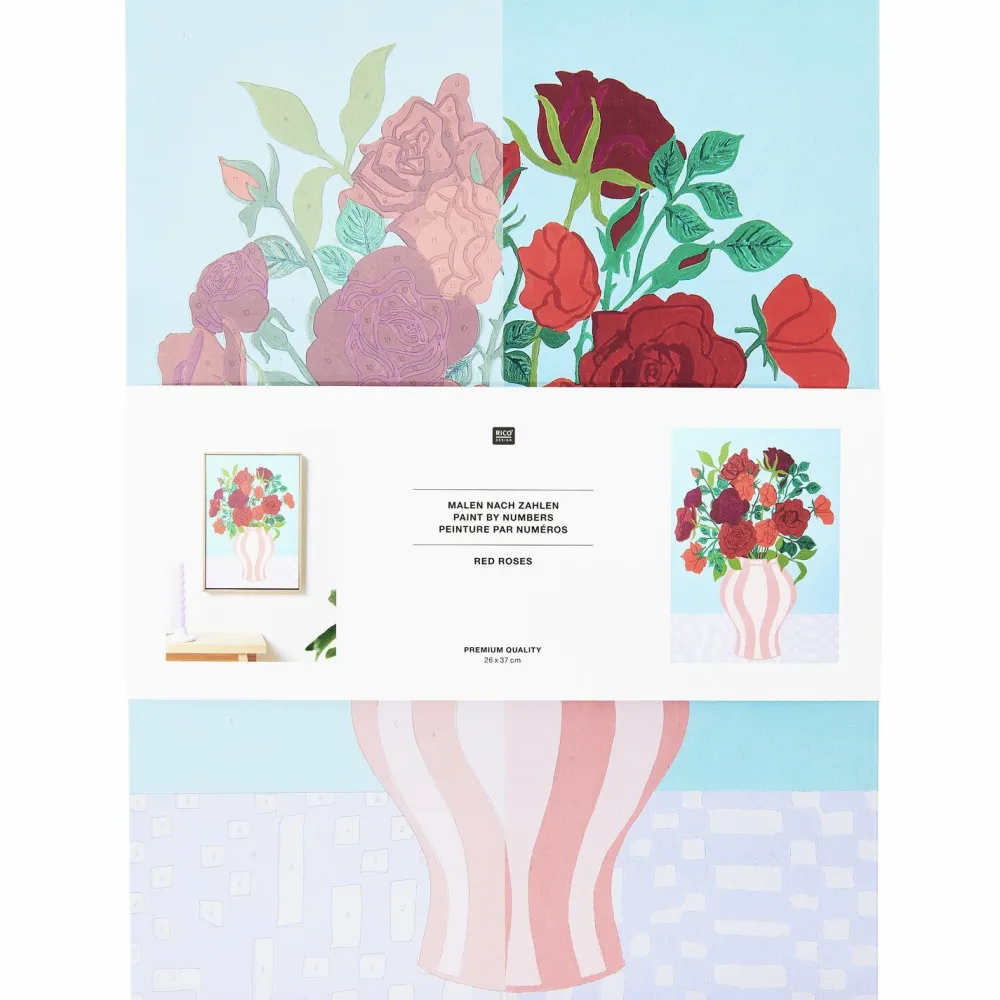 Rico Design Zestaw do malowania po numerach - - Red Roses > Malowanie Po Numerach