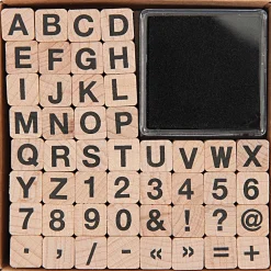 Rico Design Zestaw drewnianych stempli ABC & Numbers - Paper Poetry - alfabet, 48 szt. ><noscript><img width=