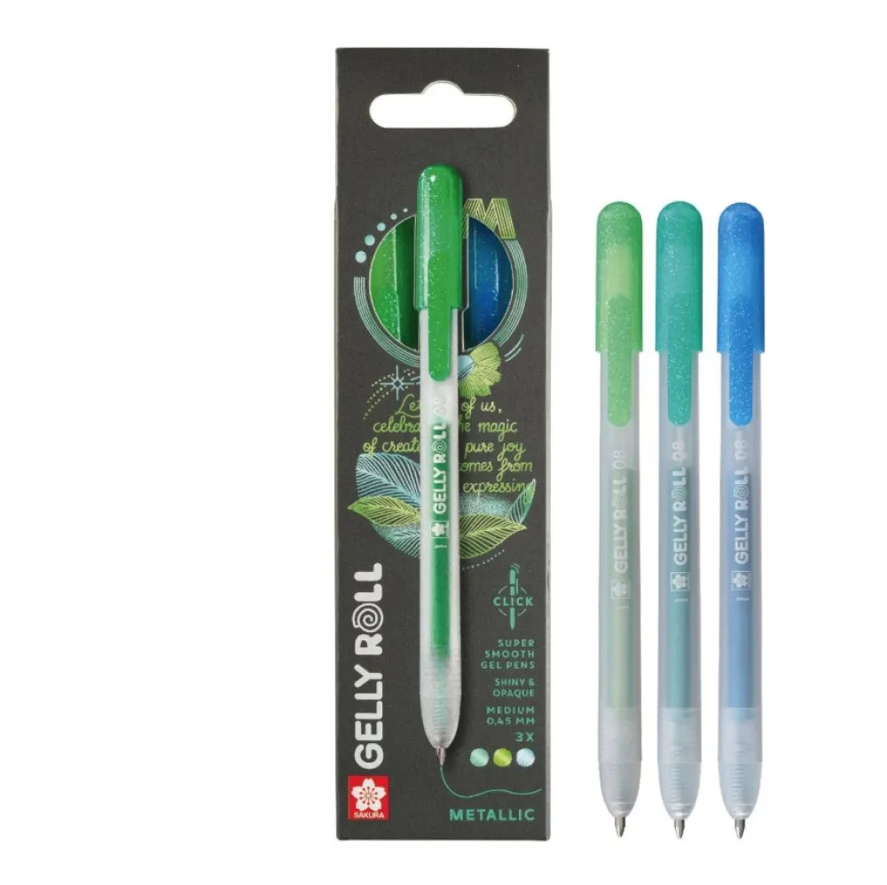 Sakura Zestaw długopisów żelowych Gelly Roll Metallic 3D - - 0,45 mm, 3 szt. > Długopisy Żelowe|Markery, Brushpeny I Pisaki