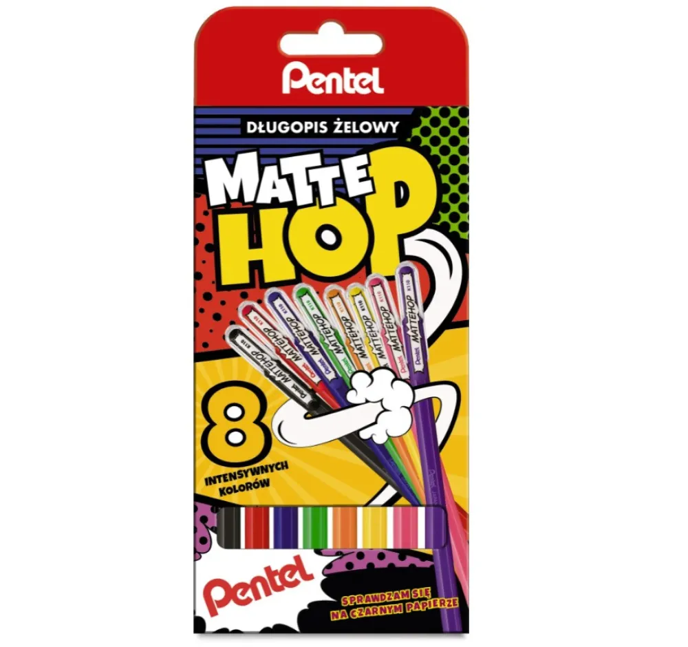 Pentel Zestaw długopisów żelowych Mattehop - - 8 kolorów