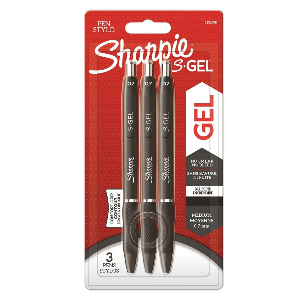 Sharpie Zestaw długopisów żelowych S-Gel - - czarne, 0,7 mm, 3 szt.