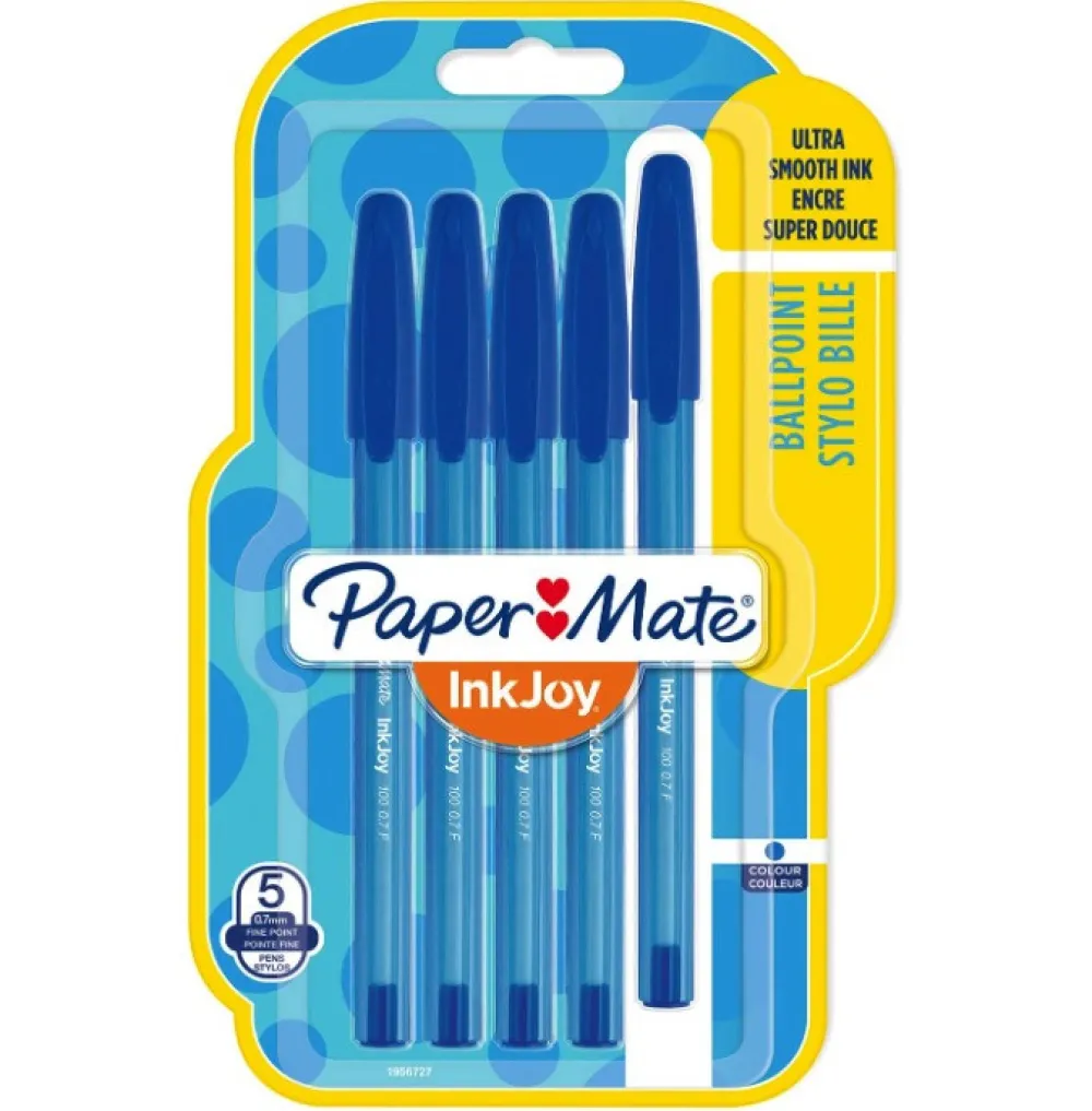 Paper Mate Zestaw długopisów InkJoy 100 - - niebieskie, 0,7 mm, 5 szt. > Długopisy
