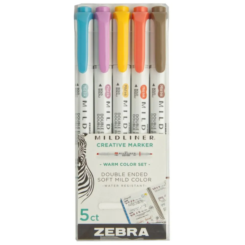 Zebra Zestaw dwustronnych zakreślaczy Mildliner Warm - - 5 szt. > Markery, Brushpeny I Pisaki