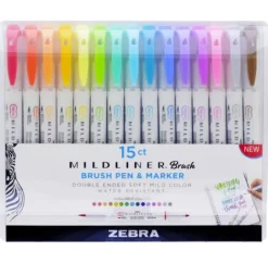 Zebra Zestaw dwustronnych zakreślaczy Mildliner Brush - - 15 kolorów ><noscript><img width=