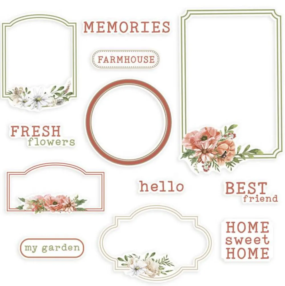 Piatek Trzynastego Zestaw elementów Frames and Words - Piątek Trzynastego - Farm Sweet Farm - 12 szt. > Papiery Do Scrapbookingu