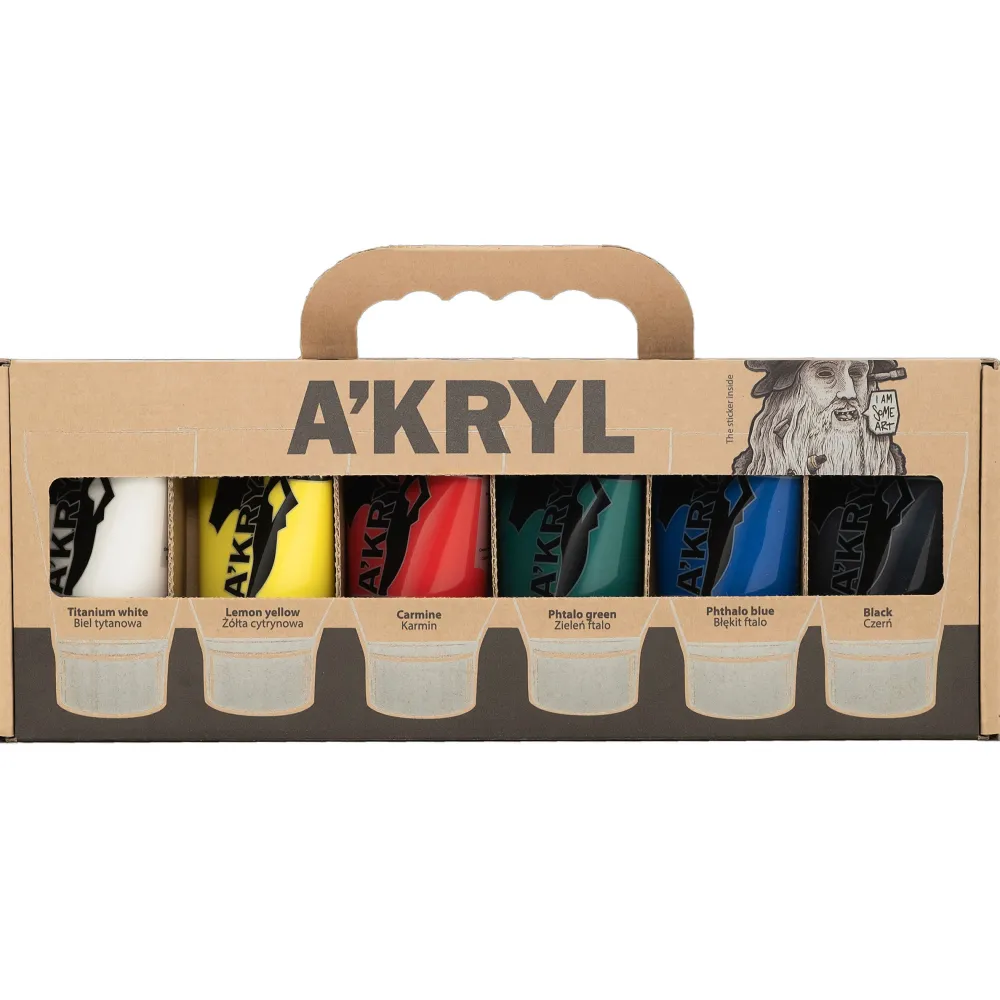 Renesans Zestaw farb akrylowych A'kryl - - 6 kolorów x 100 ml
