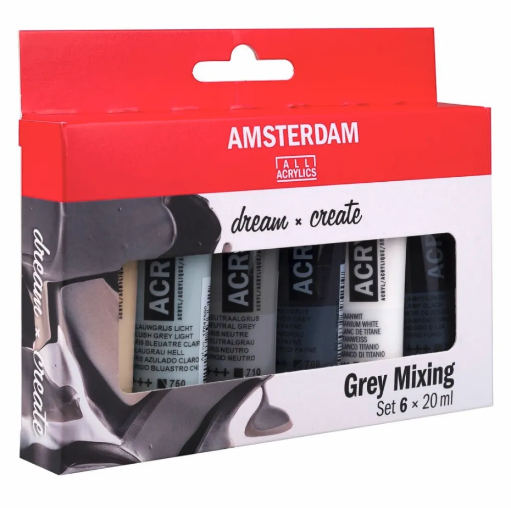 Amsterdam Zestaw farb akrylowych - - Grey Mixing, 6 kolorów x 20 ml > Farby Akrylowe