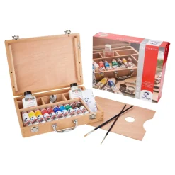 Van Gogh Zestaw farb akrylowych Basic z akcesoriami w drewnianym kuferku -