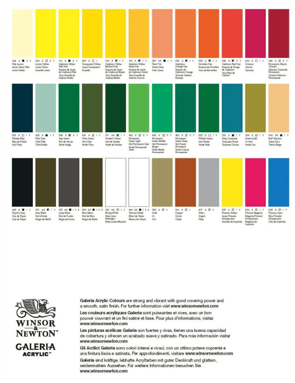 Winsor & Newton Zestaw farb akrylowych Galeria - - 10 kolorów x 60 ml > Farby Akrylowe