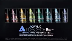 Holbein Zestaw farb akrylowych Iridescence Acrylic - - Chroma Pearl, 8 kolorów x 5 ml