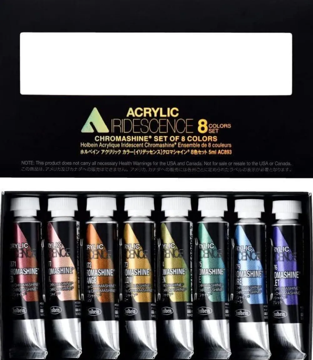 Holbein Zestaw farb akrylowych Iridescence Acrylic - - Chromashine, 8 kolorów x 5 ml