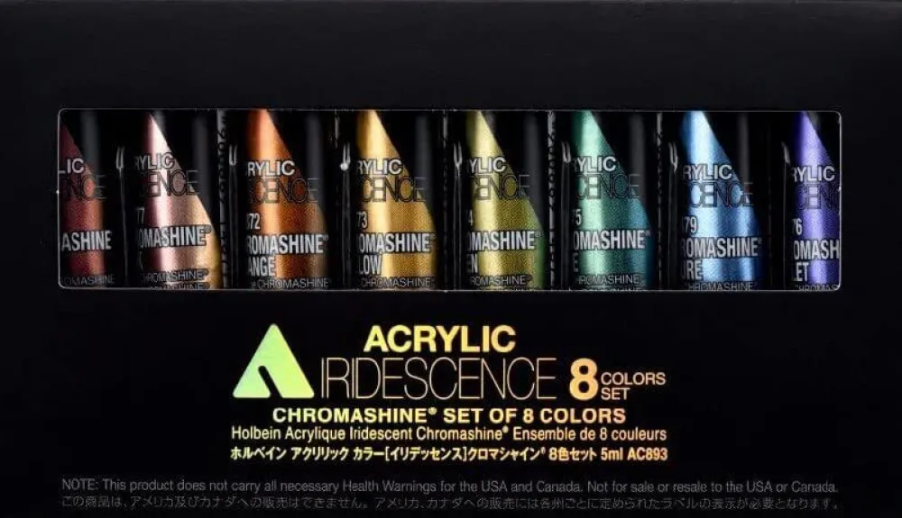 Holbein Zestaw farb akrylowych Iridescence Acrylic - - Chromashine, 8 kolorów x 5 ml