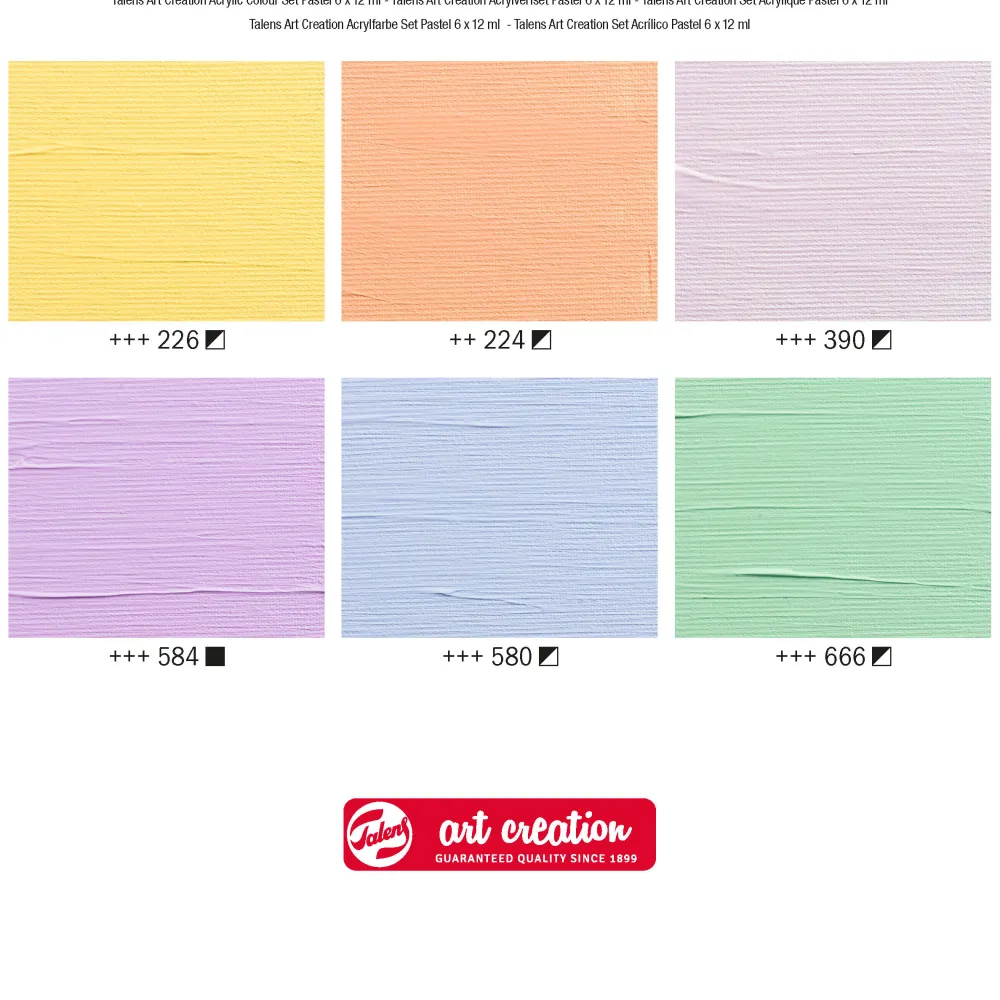 Talens Art Creation Zestaw farb akrylowych, Pastel - - 6 kolorów x 12 ml > Farby Akrylowe