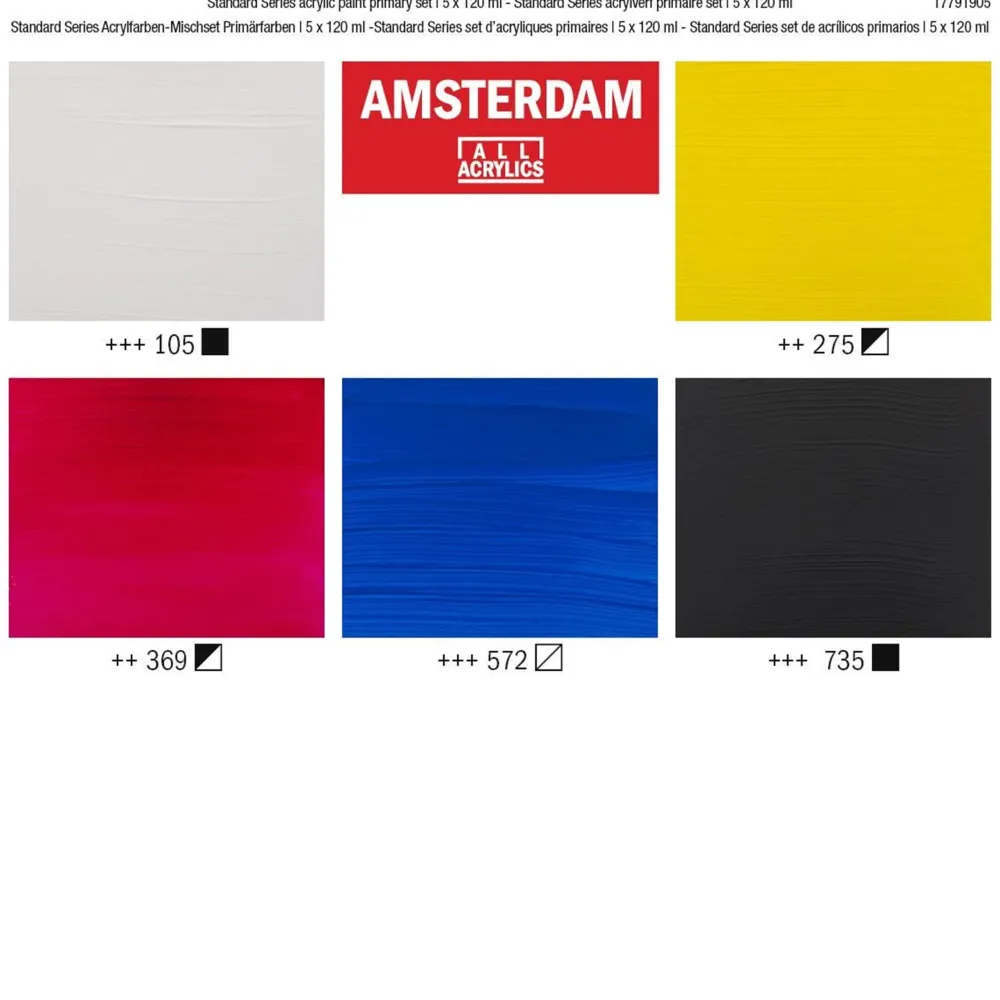 Amsterdam Zestaw farb akrylowych, Primary - - 5 kolorów x 120 ml > Farby Akrylowe