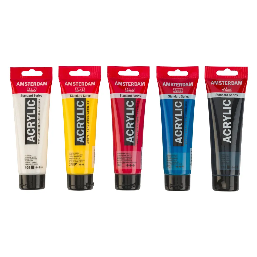 Amsterdam Zestaw farb akrylowych, Primary - - 5 kolorów x 120 ml > Farby Akrylowe