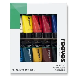 Reeves Zestaw farb akrylowych - - 10 kolorów x 75 ml