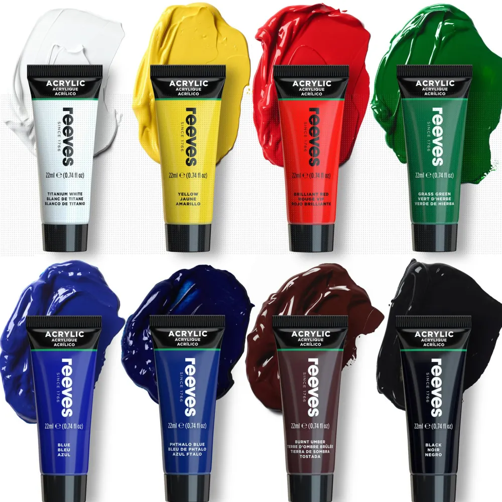 Reeves Zestaw farb akrylowych - - 8 kolorów x 22 ml