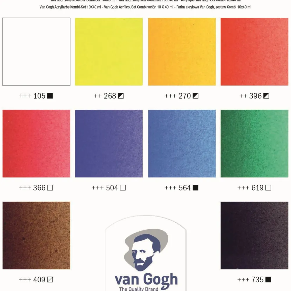 Van Gogh Zestaw farb akrylowych w tubkach - - 10 kolorów x 40 ml