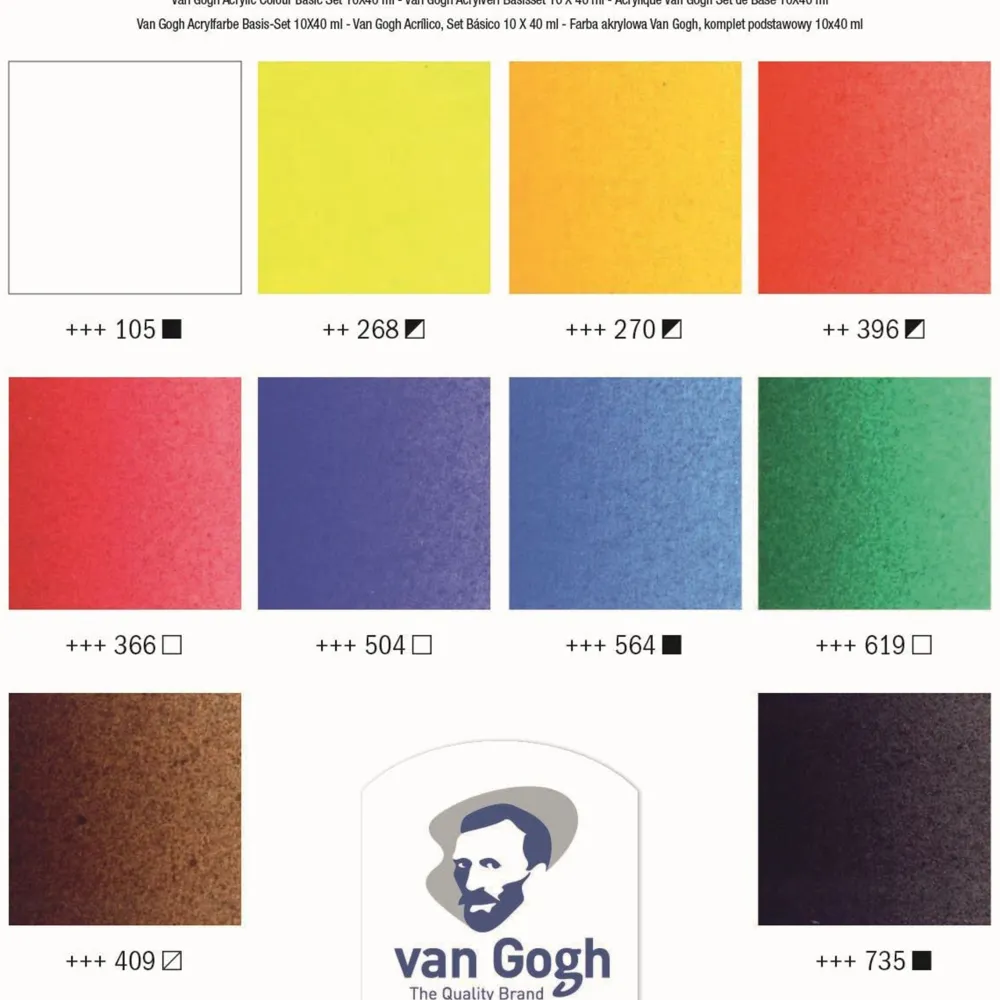 Van Gogh Zestaw farb akrylowych w tubkach - - 10 kolorów x 40 ml > Farby Akrylowe