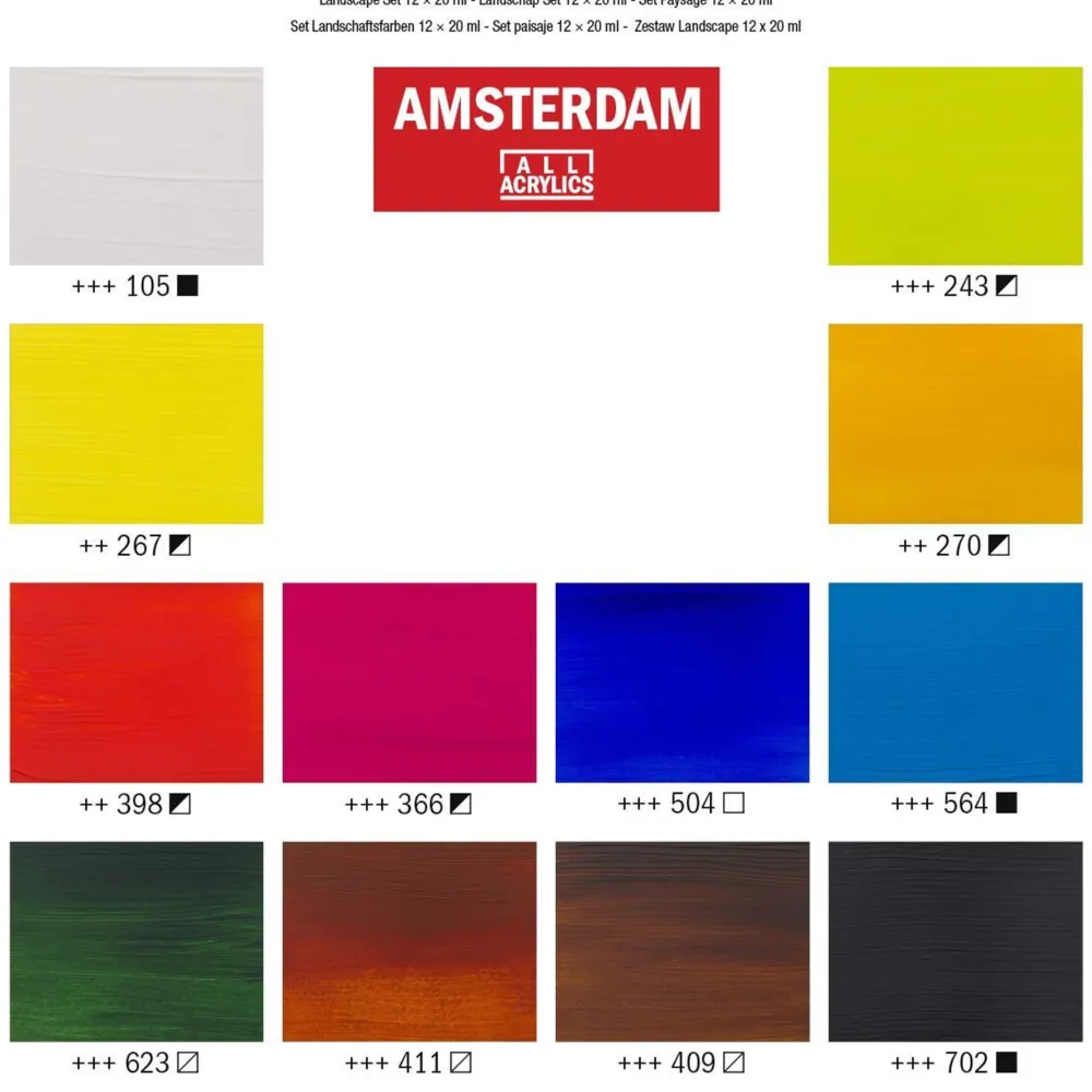 Amsterdam Zestaw farb akrylowych w tubkach - - Pastel, 12 kolorów x 20 ml > Farby Akrylowe
