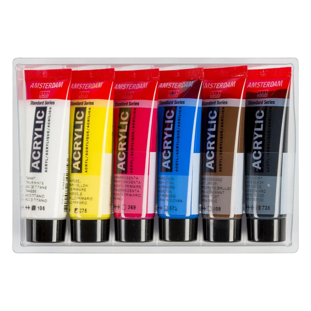 Amsterdam Zestaw farb akrylowych w tubkach - - Primary, 6 kolorów x 20 ml